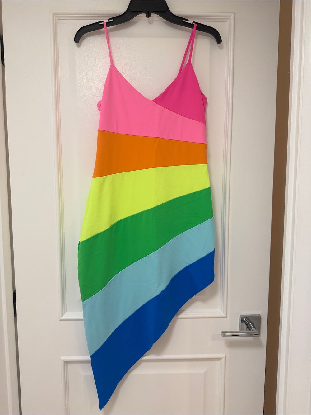 New Susana Monaco Pink Orange Yellow Green Blue Colorblock Slip Dress